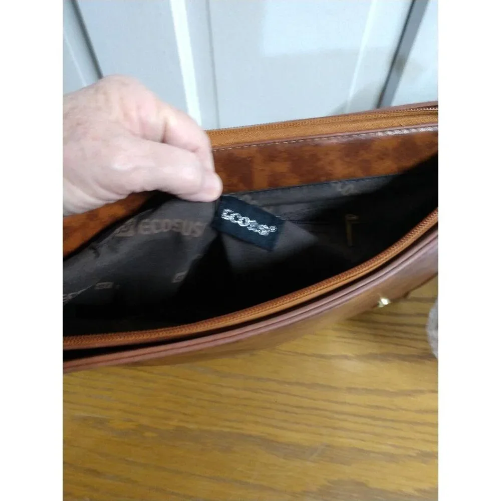 Vintage-Inspired Brown Crossbody Satchel Bag Computer Bag W/Bow Accent Ecosusi